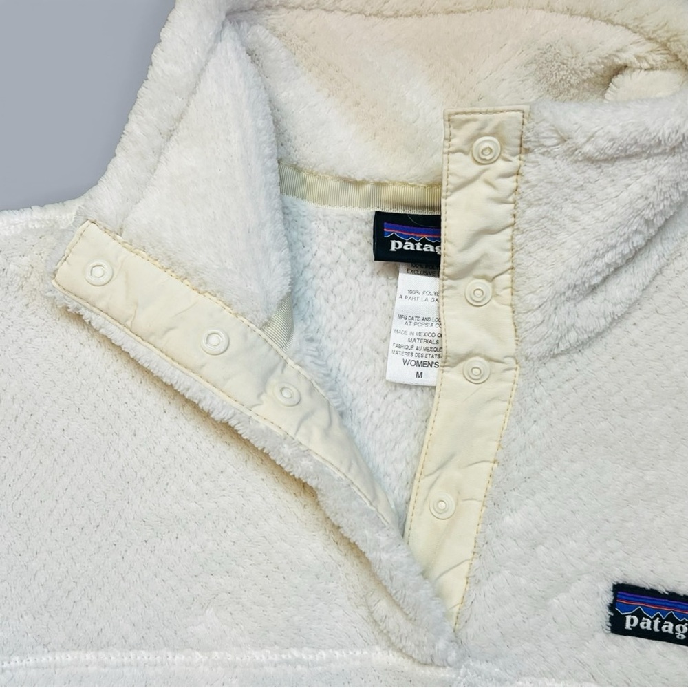 Patagonia Fleece Pullover Women's Re-Tool Snap-T Sz M Ivory Cream - Picture 6 of 15